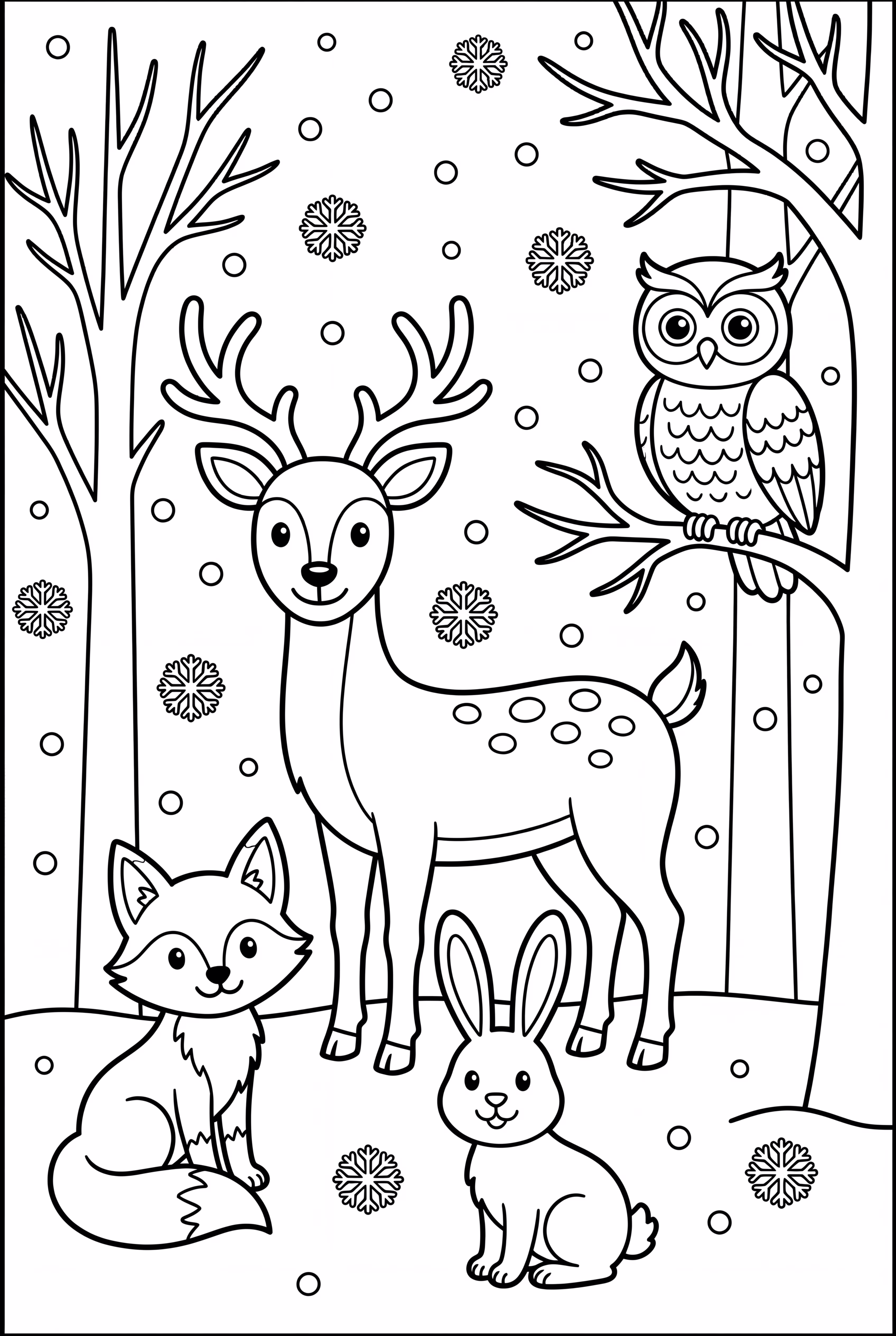 Winter Animals in the Forest