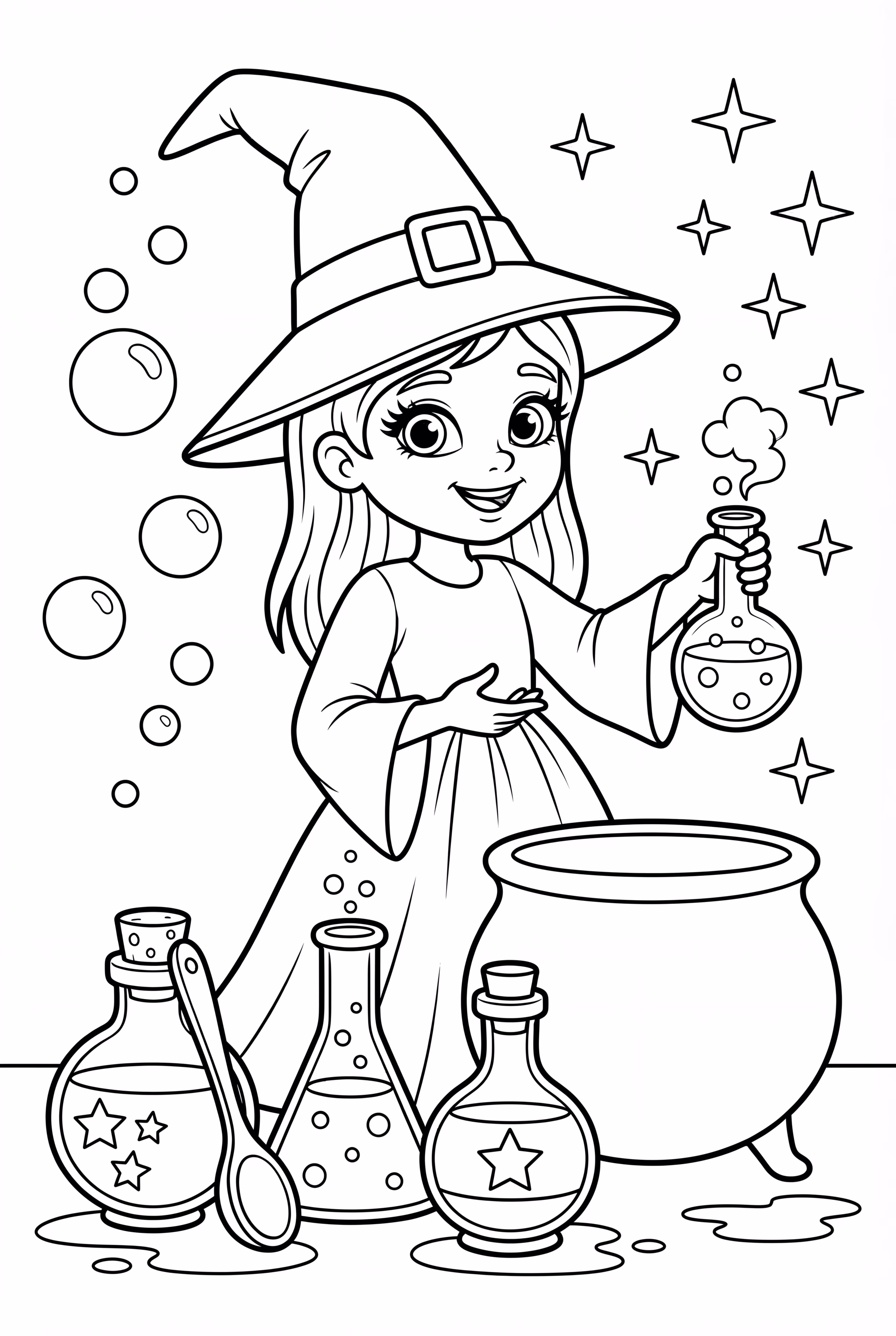 witch mixing potions
