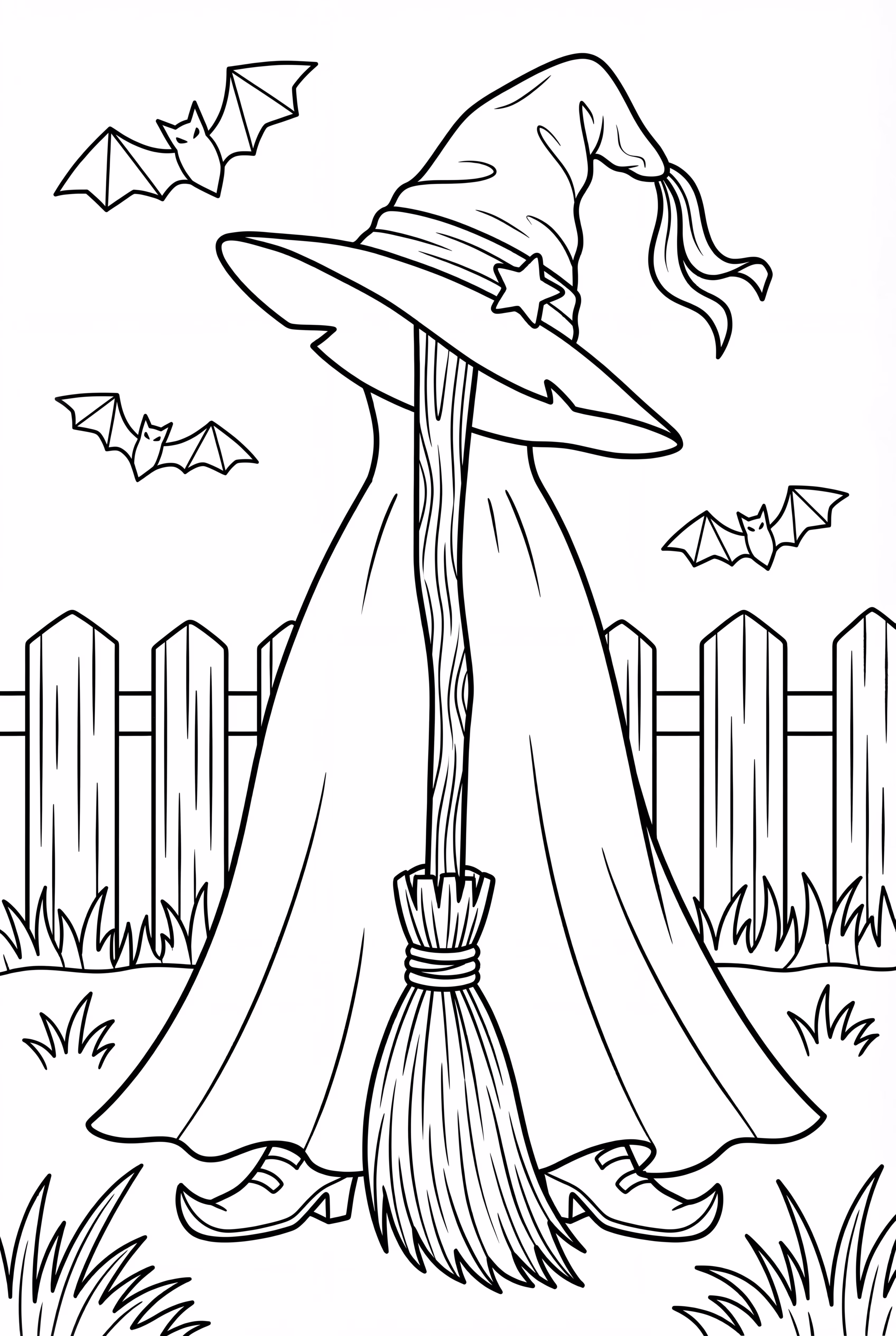 einfache Hexe mit Besen