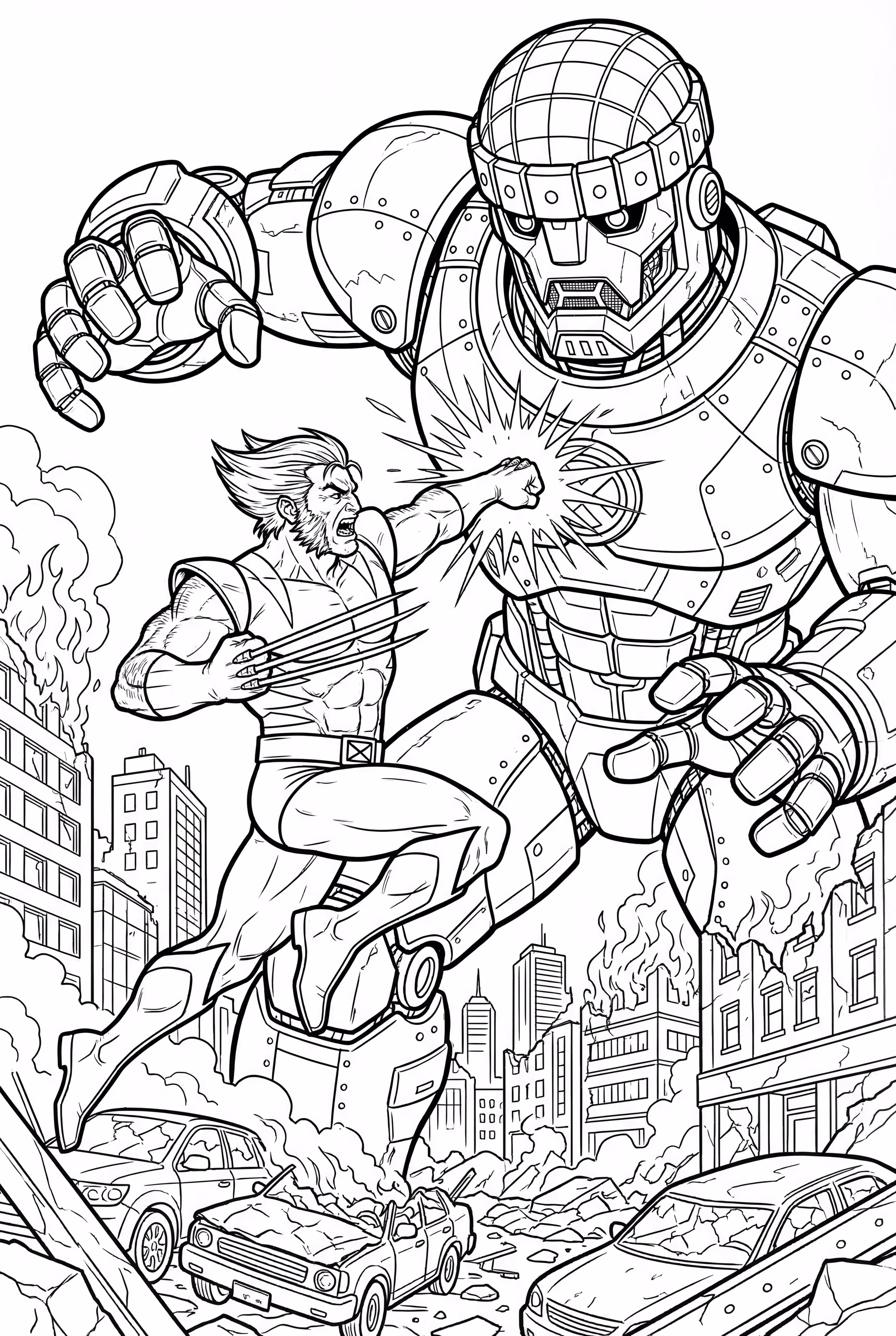 Wolverine Fighting A Giant Sentinel