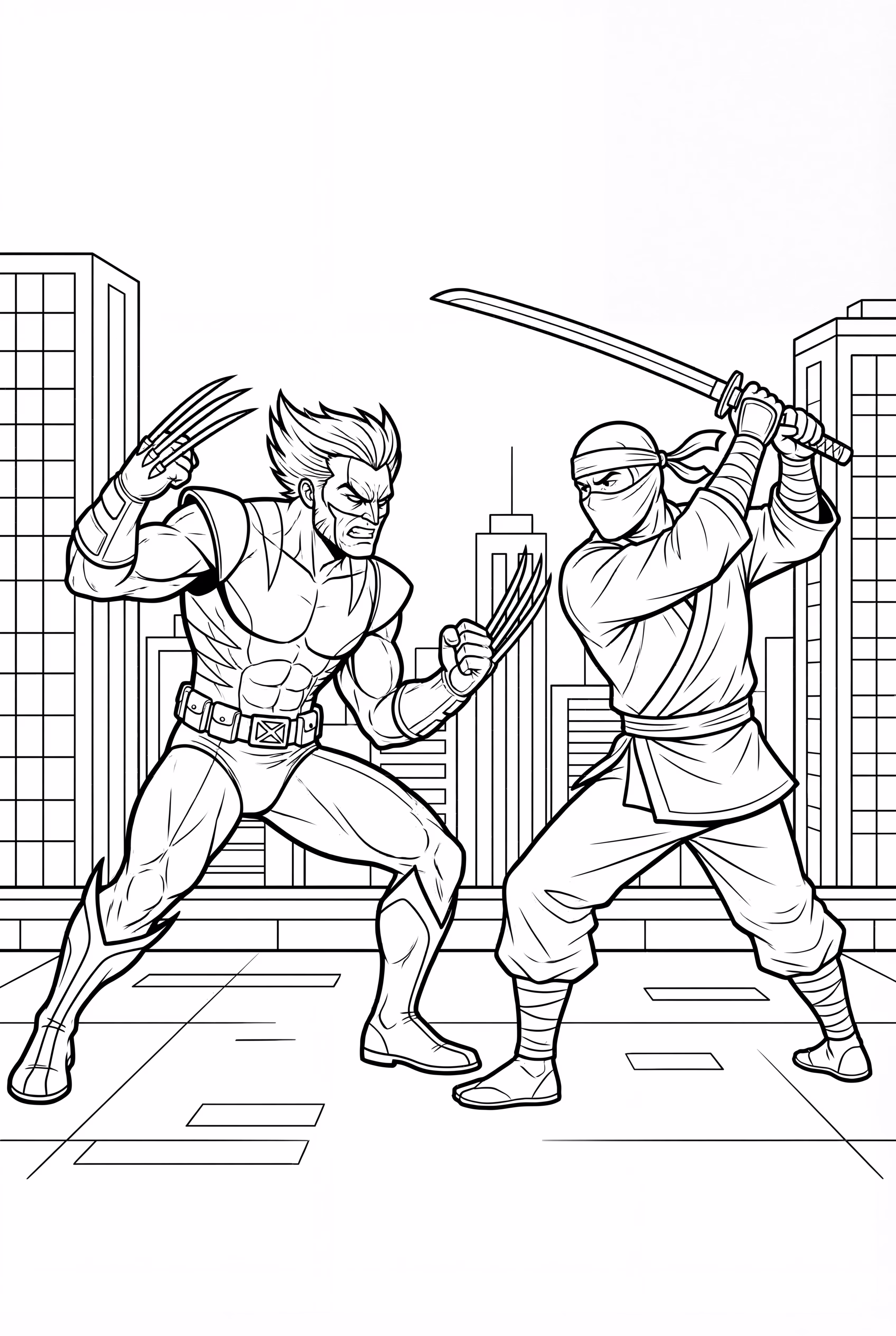 Wolverine Fighting A Ninja