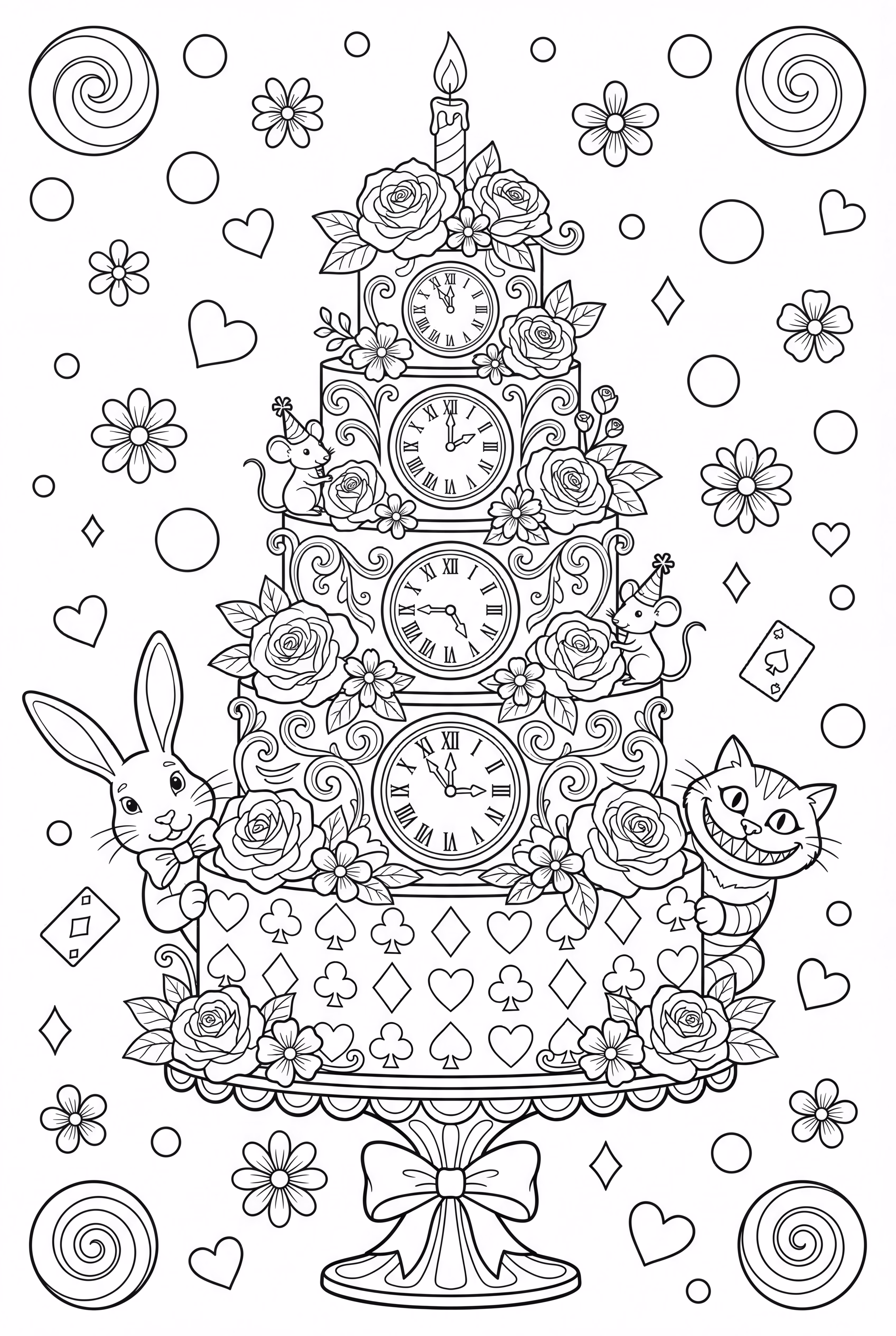 Gâteau de fête d'anniversaire au pays des merveilles-2