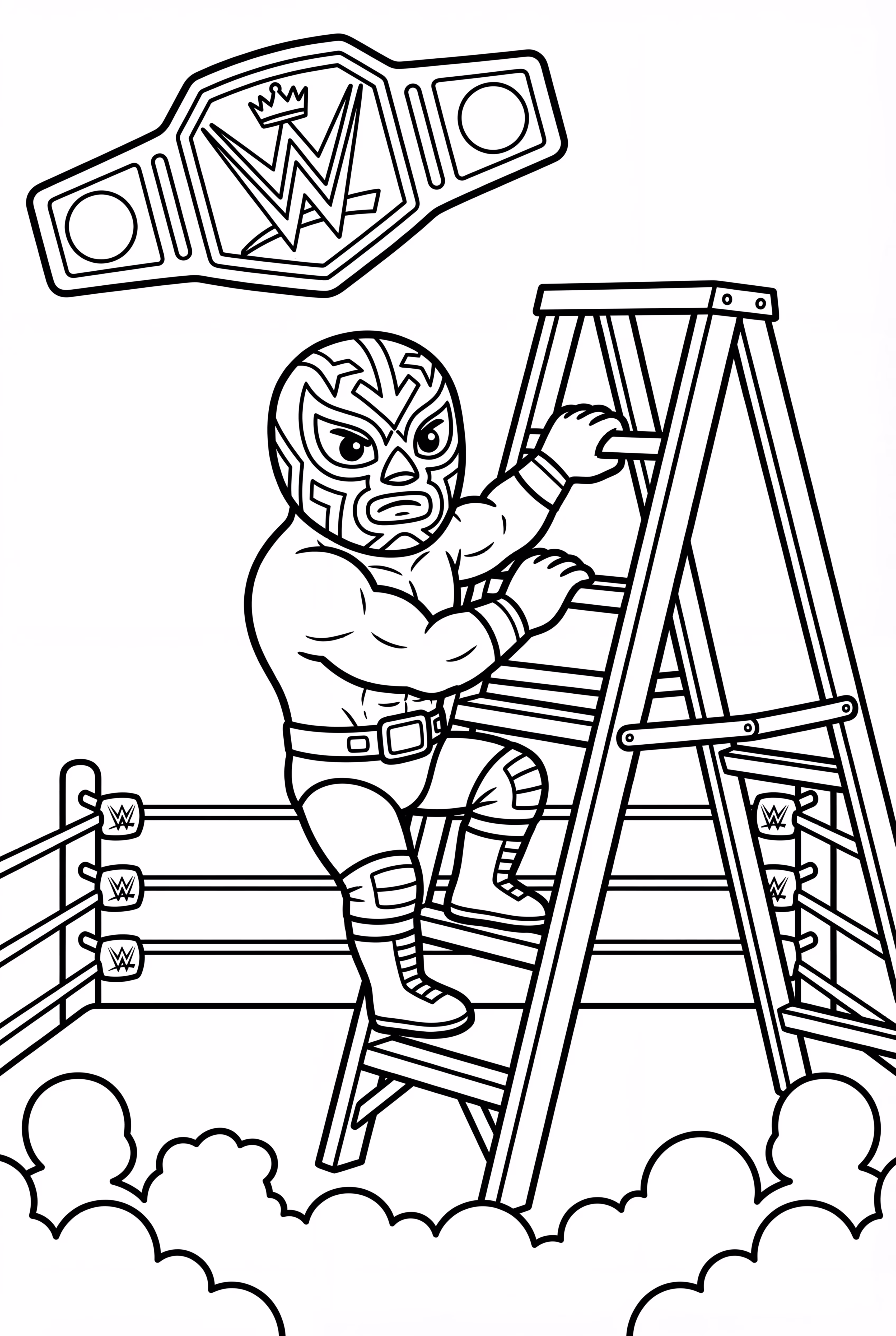 WWE Wrestler Climbing Ladder
