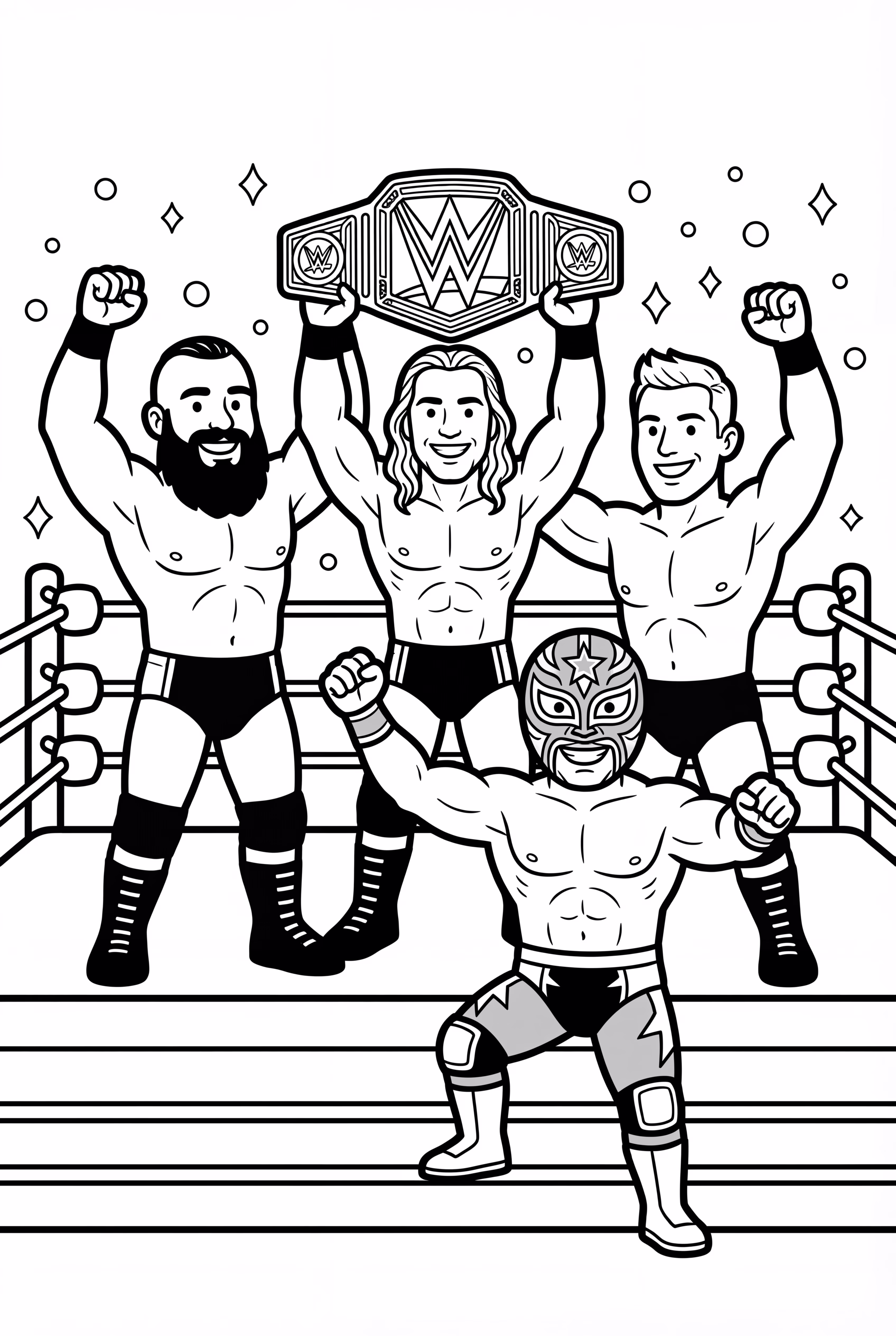 WWE Wrestlers Celebrating Together