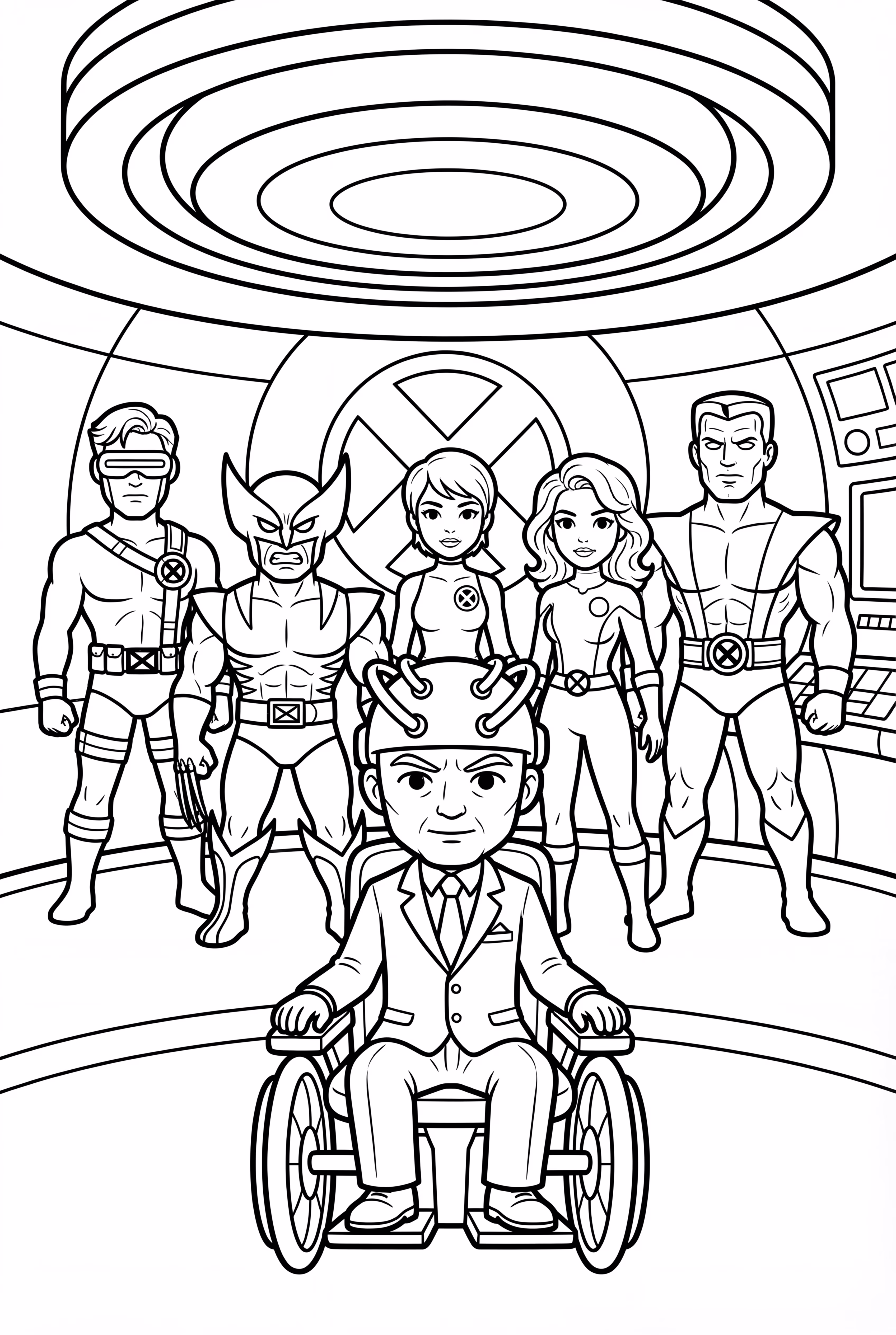 X-Men y el Profesor X en Cerebro