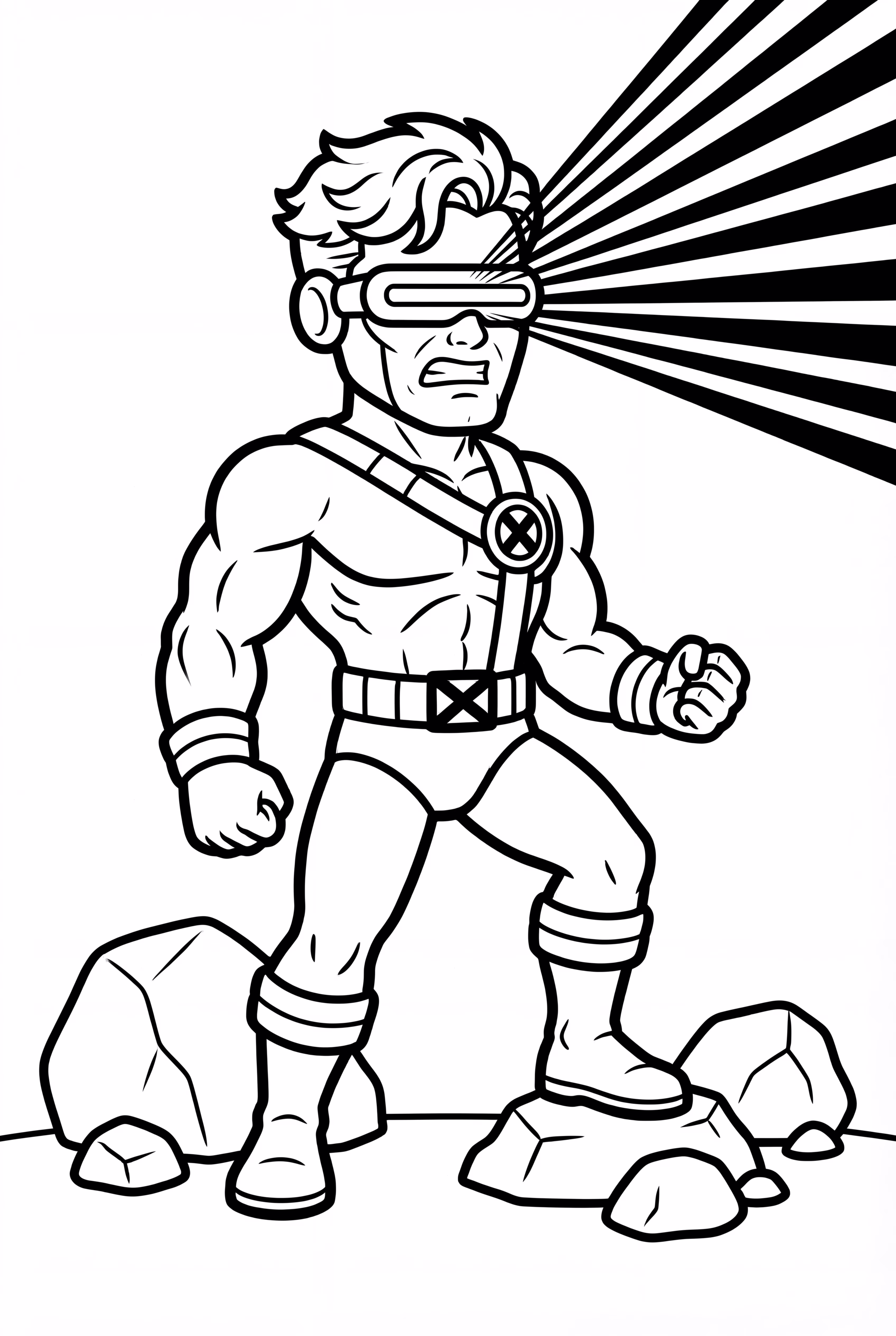 Cíclope de X-Men disparando ráfaga óptica