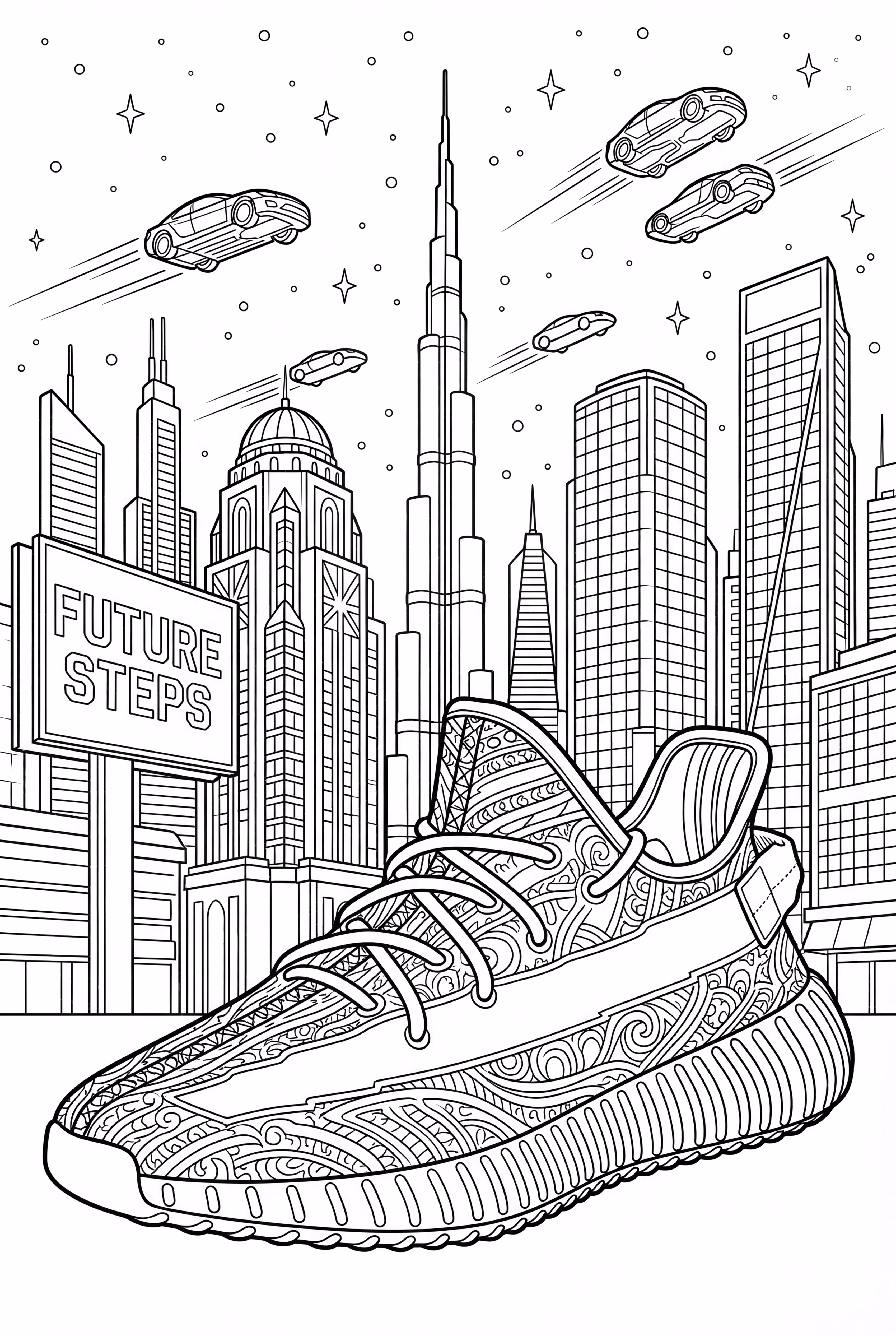 未来背景中的Yeezy鞋