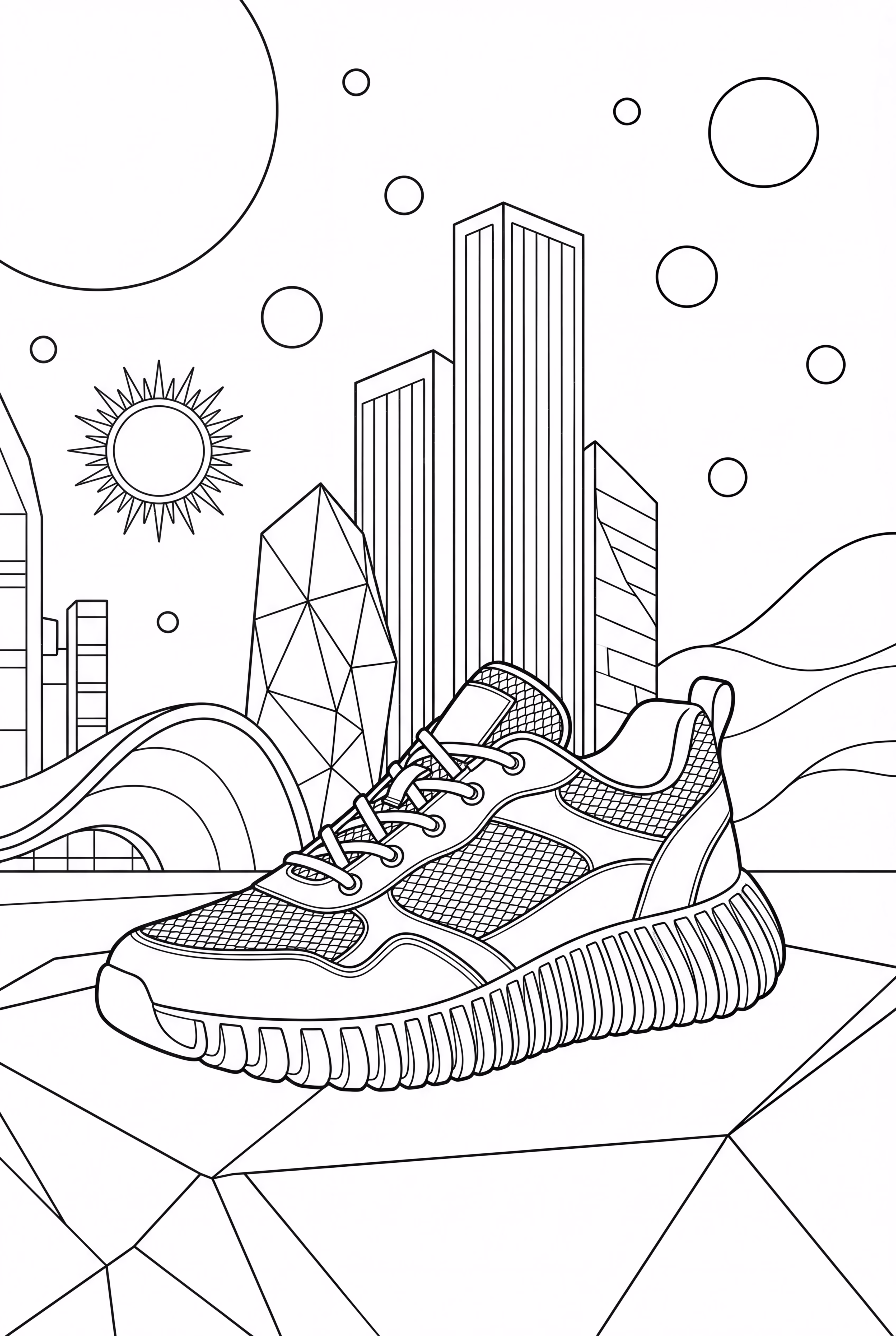 Tênis Yeezy em um Cenário Futurista