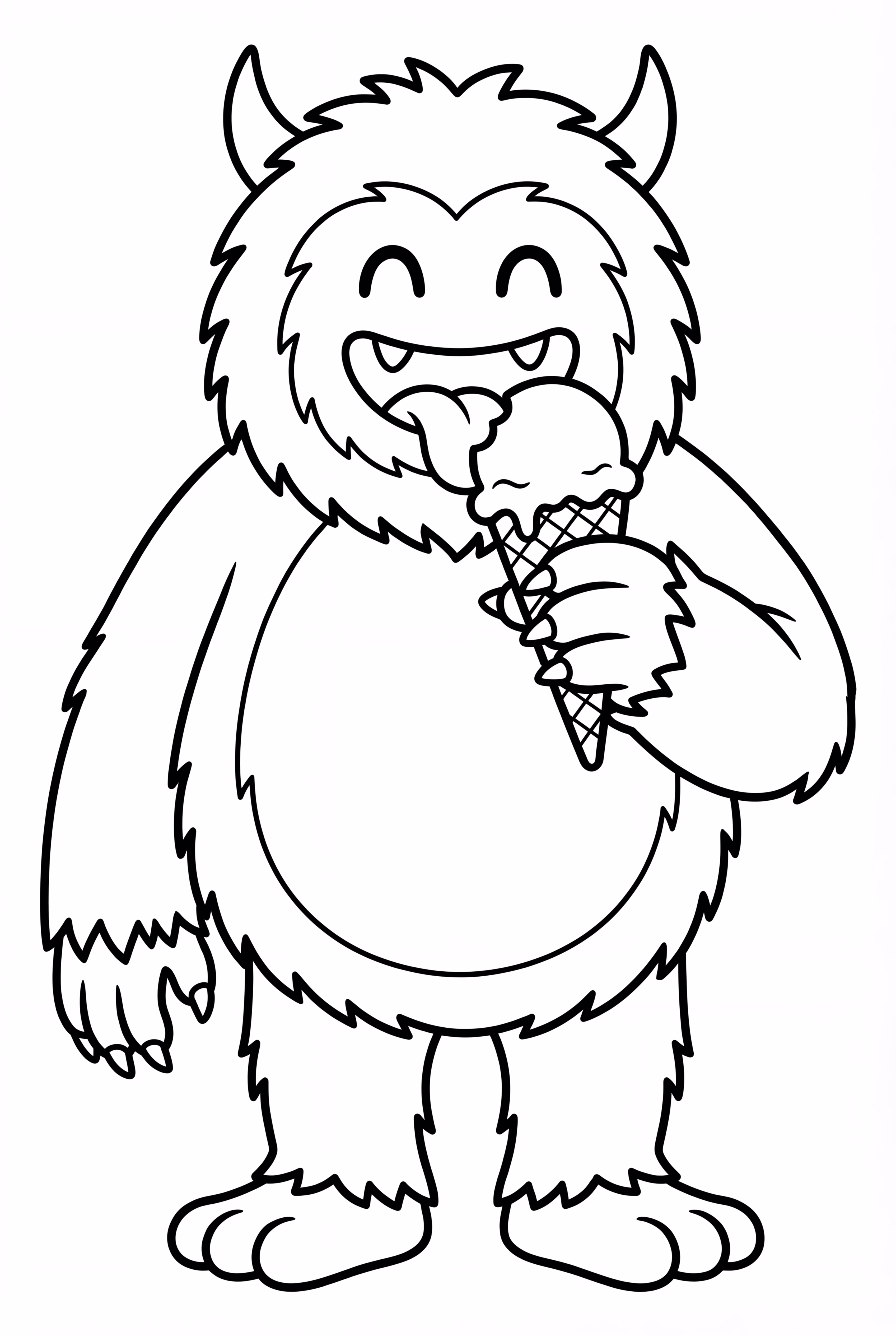 Yeti, der ein Eis isst