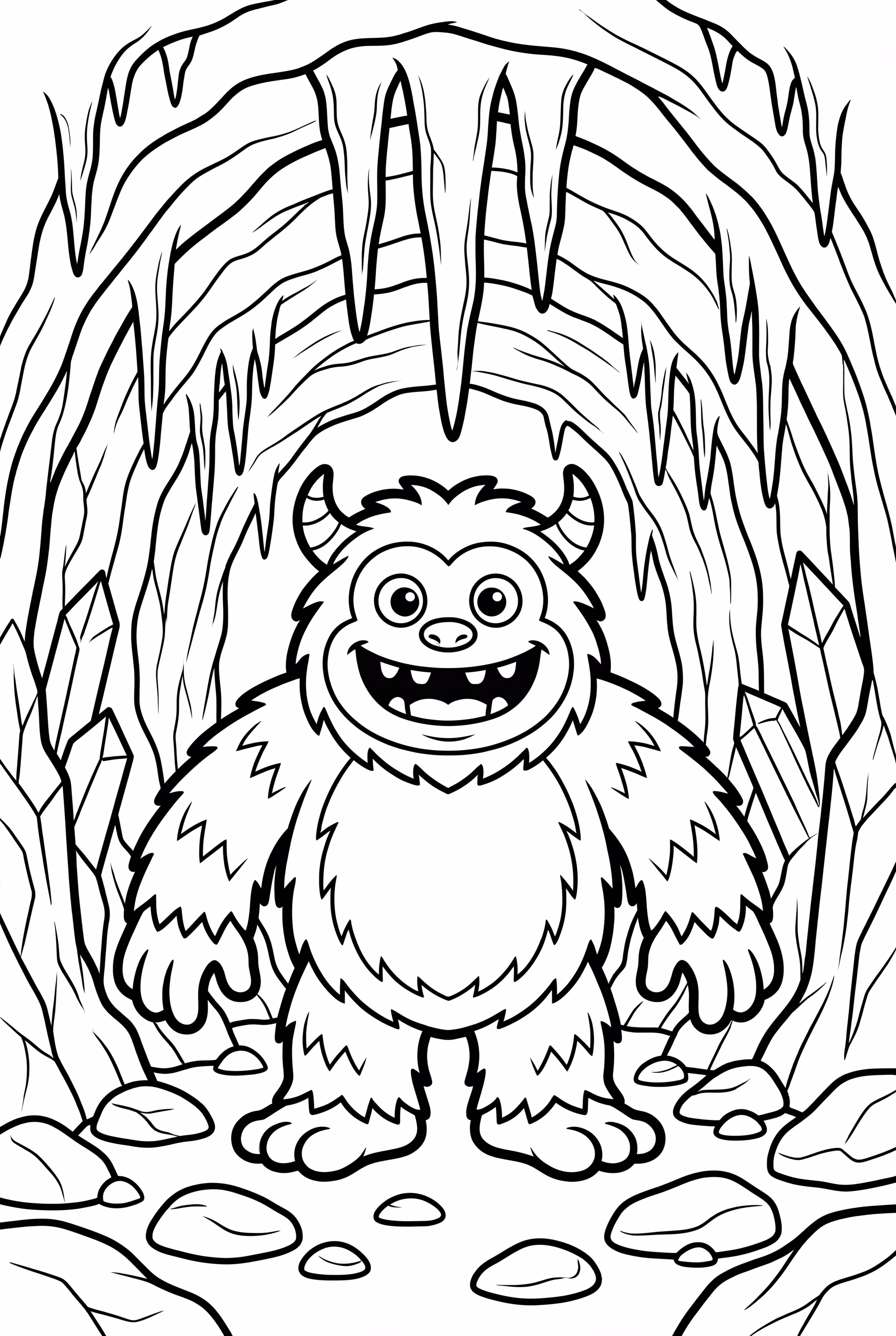 Yeti Inside A Detailed Ice Cave