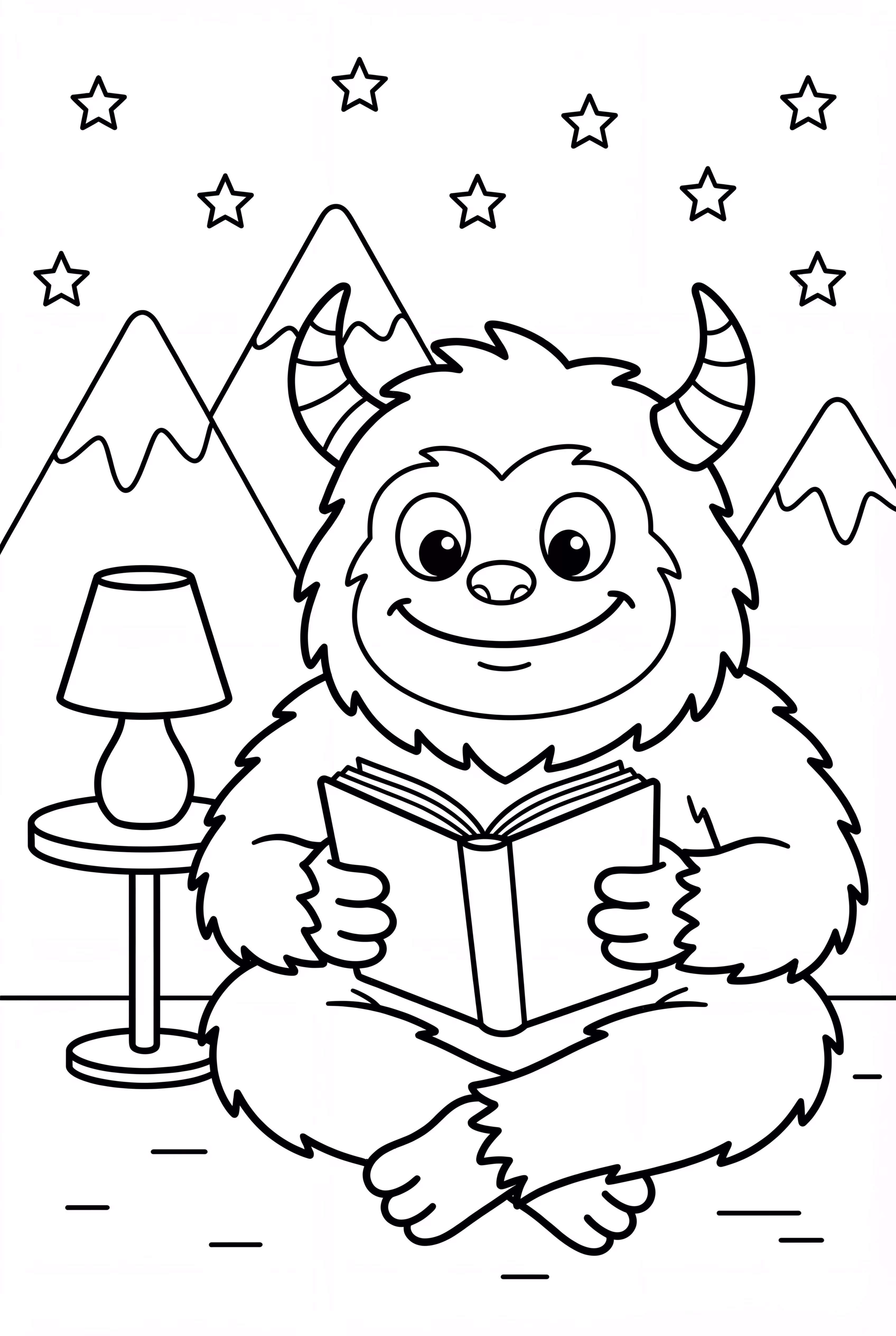 灯光下阅读书籍的雪人