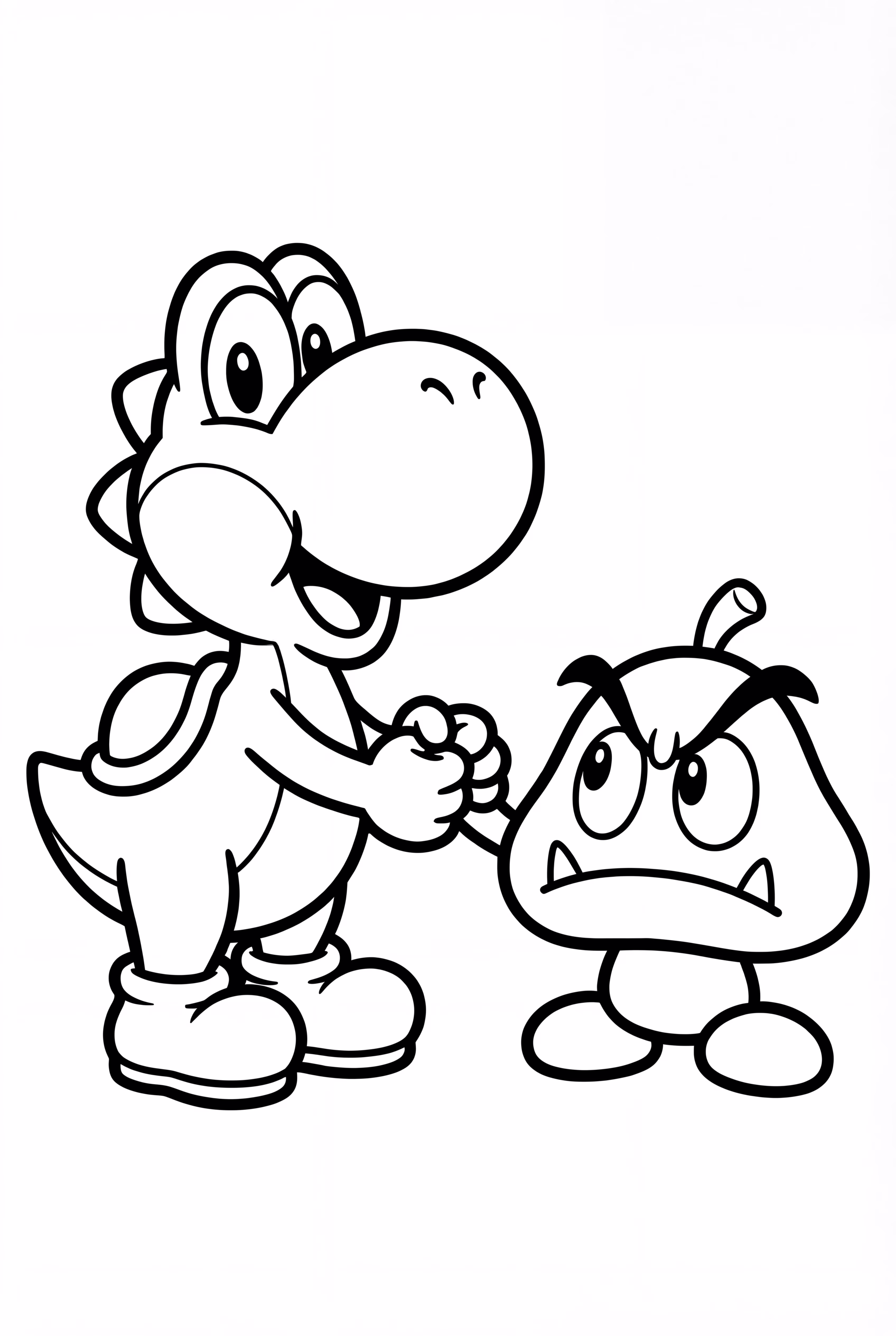 Yoshi and Goomba Holding Hands