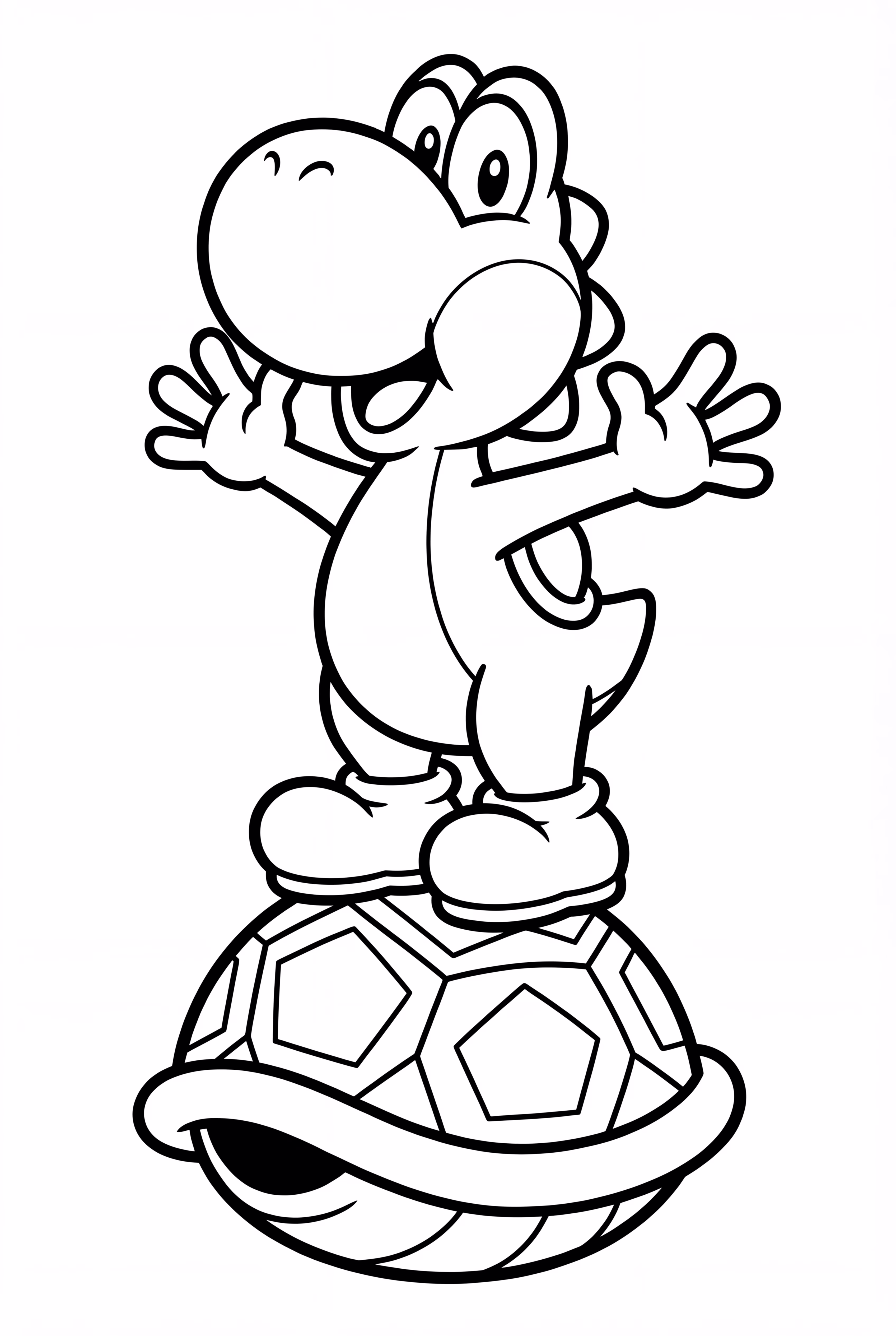 Yoshi Balancing on a Turtle Shell