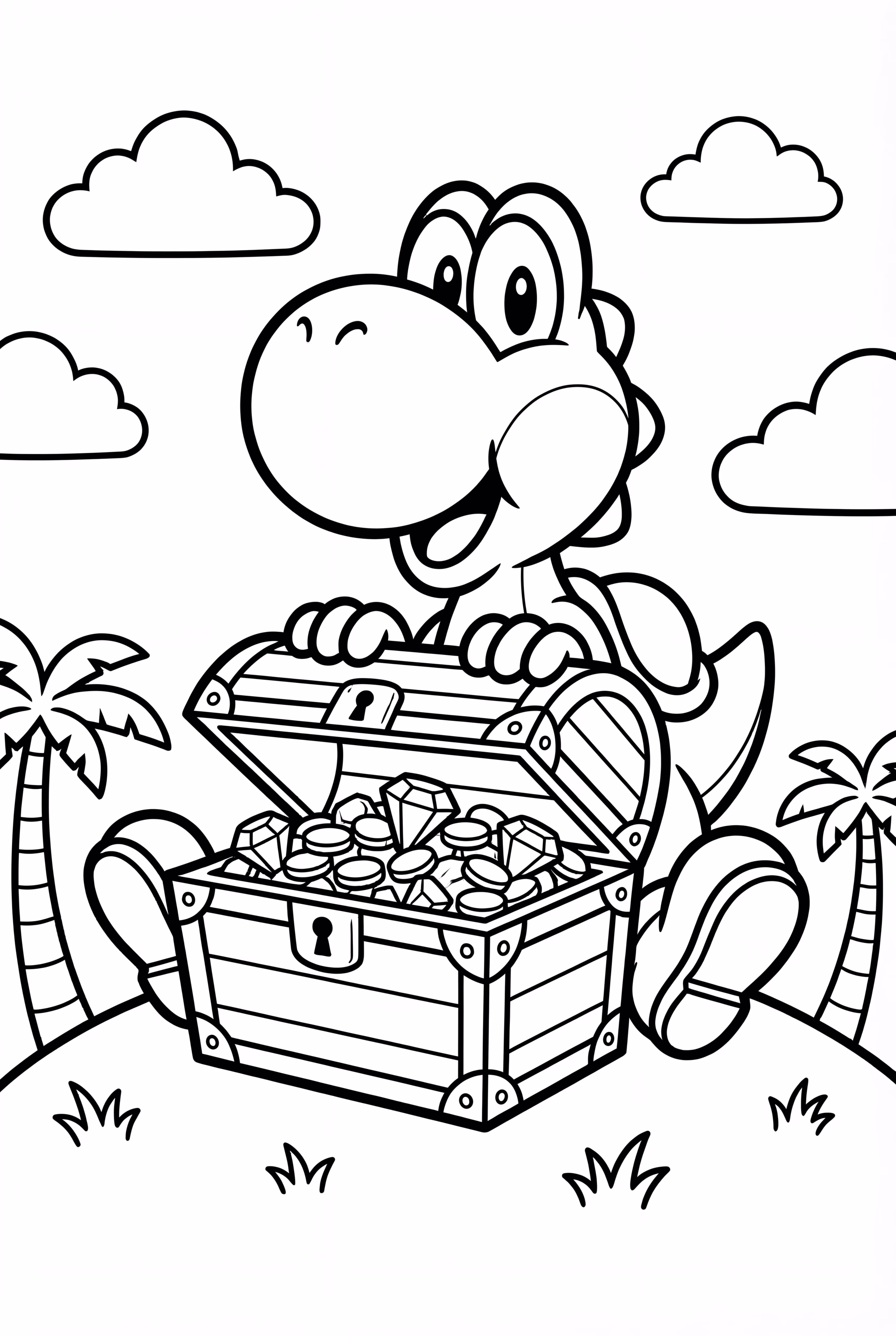 Yoshi Guarding a Treasure Chest