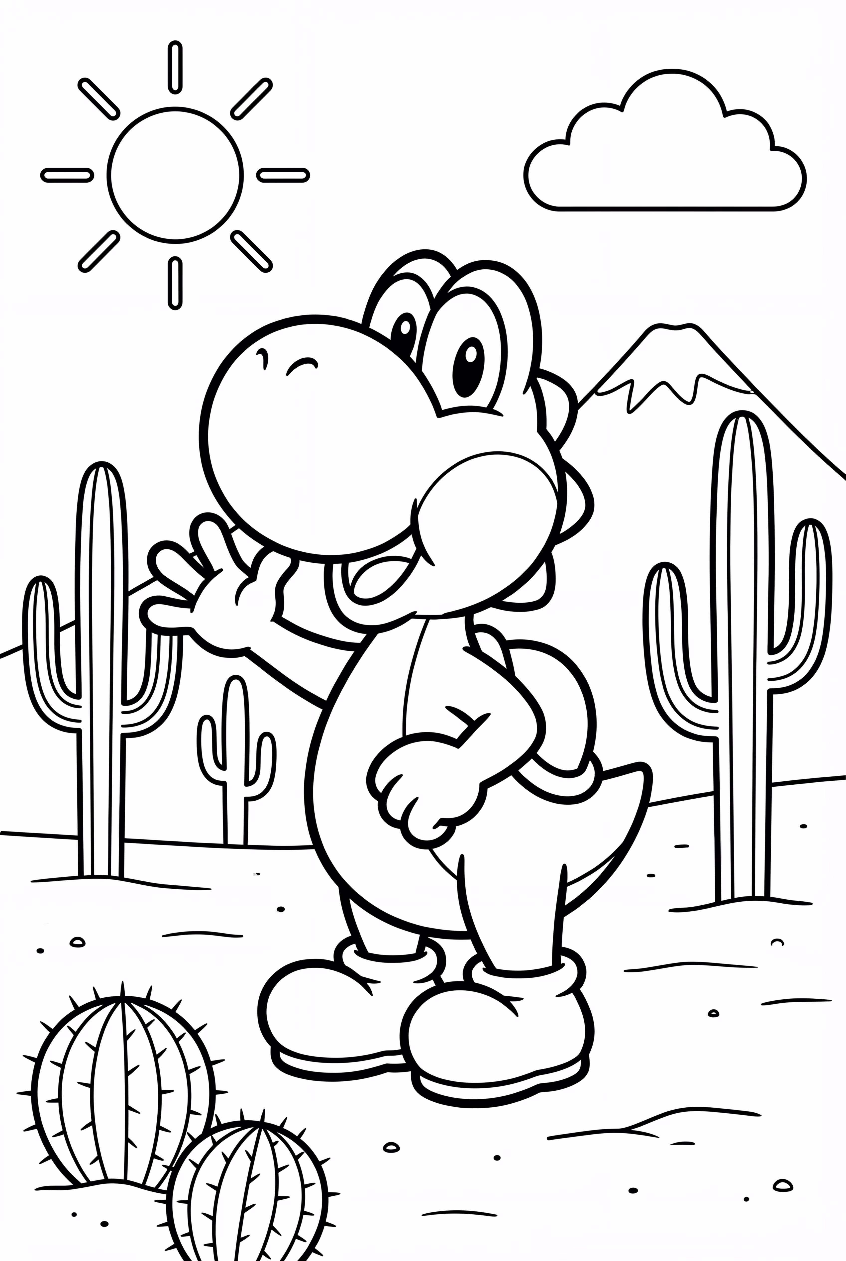 Yoshi in a Desert with Cacti