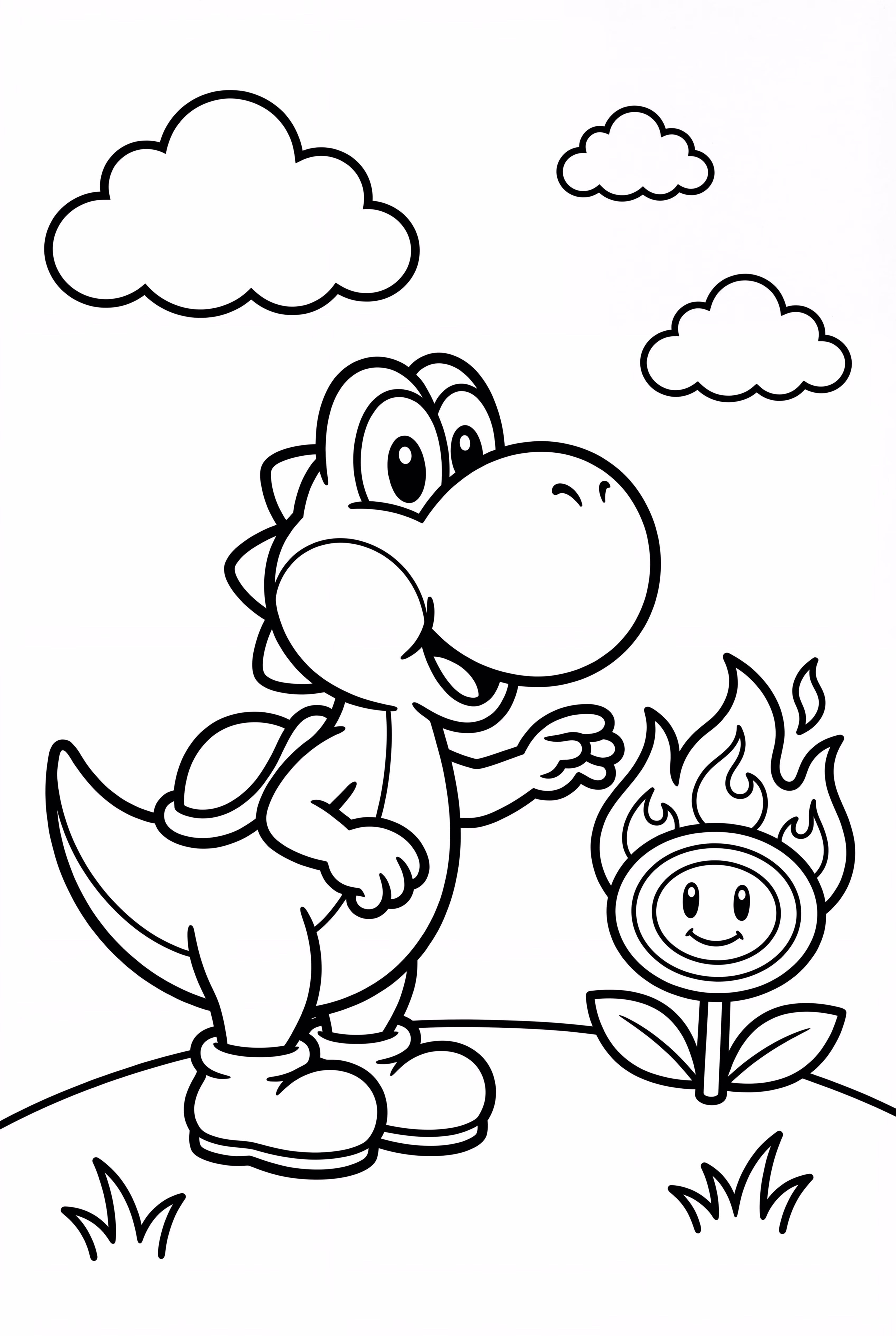 耀西与火花玩耍