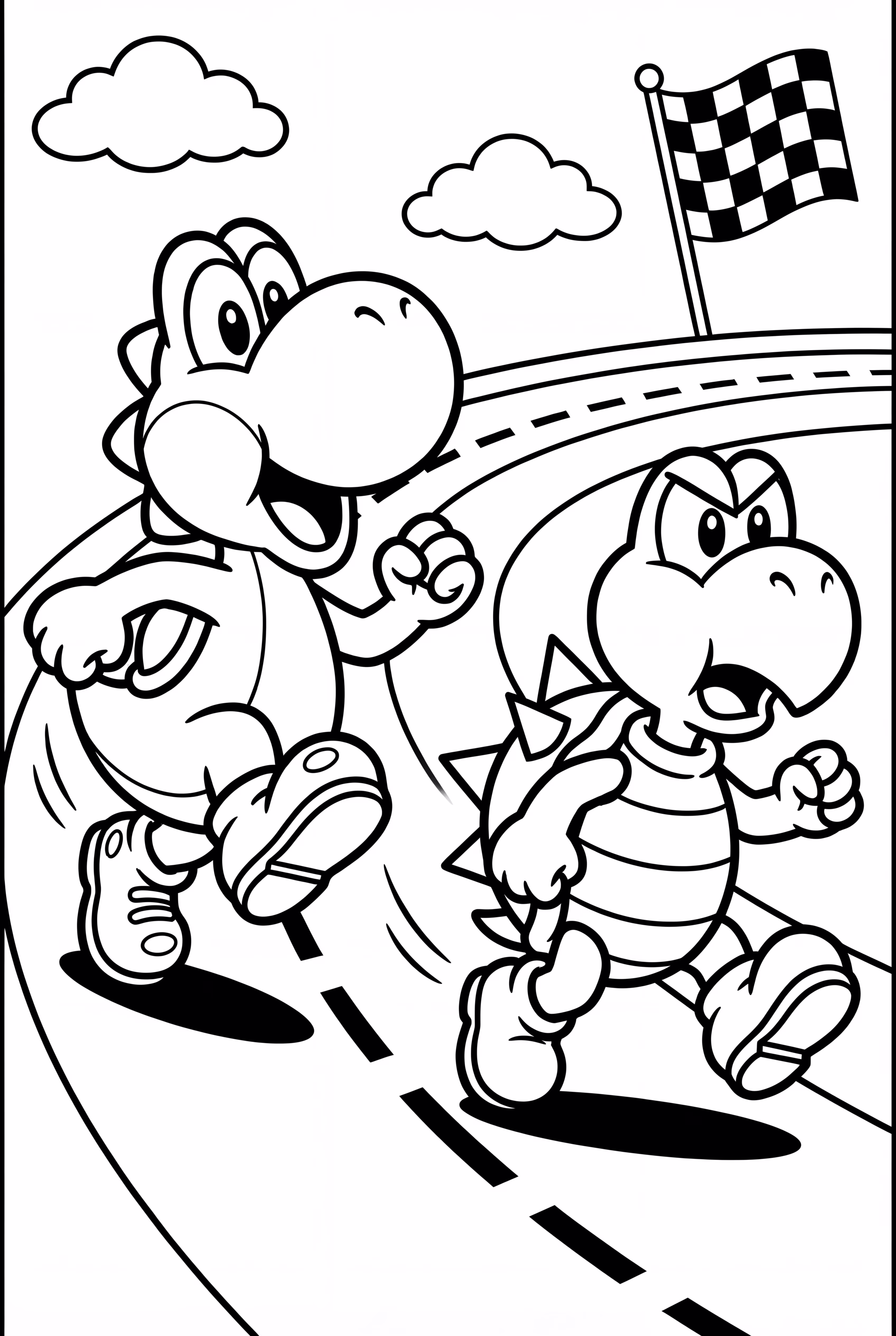 Yoshi Racing Against Koopa Troopa