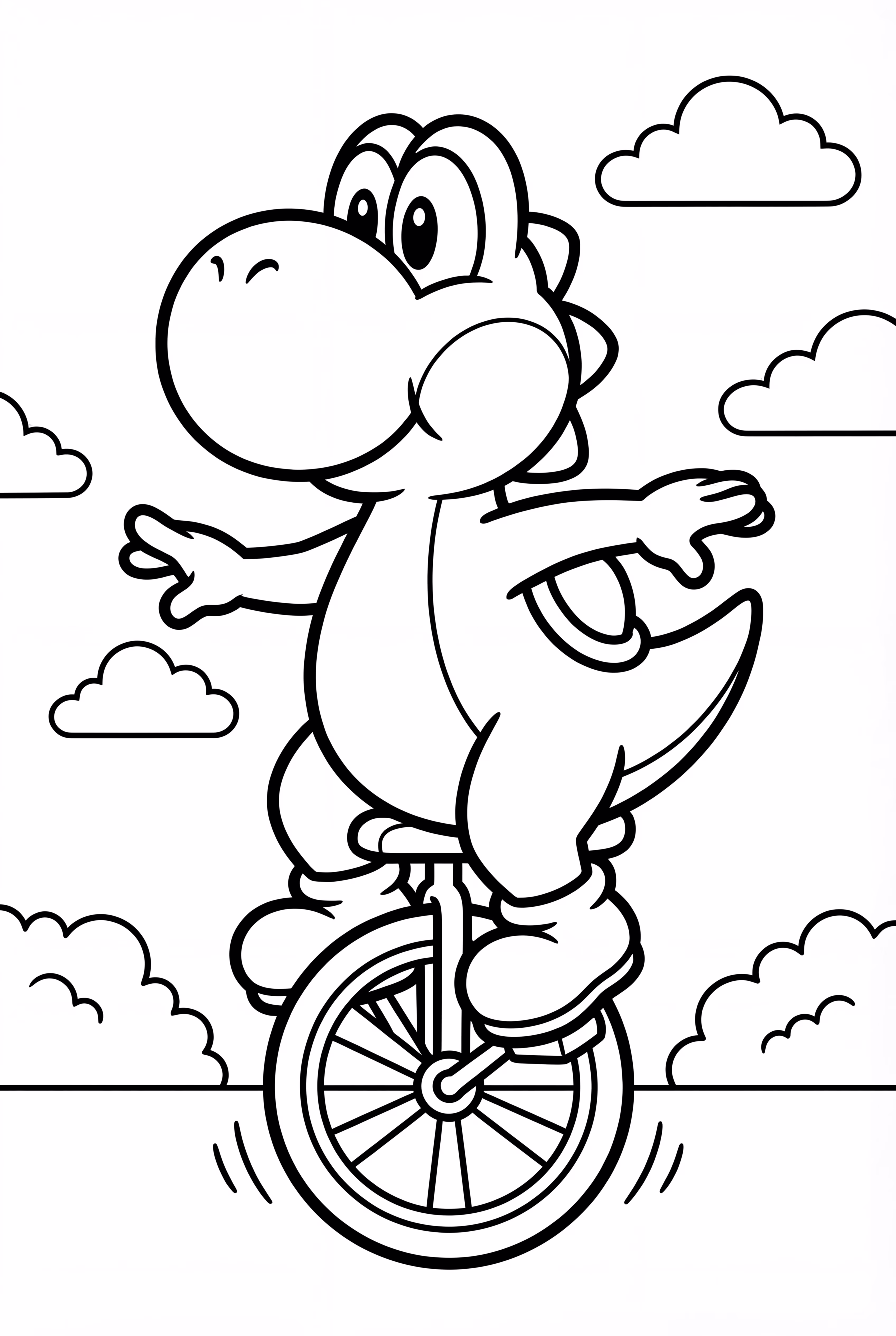 Yoshi Riding a Unicycle