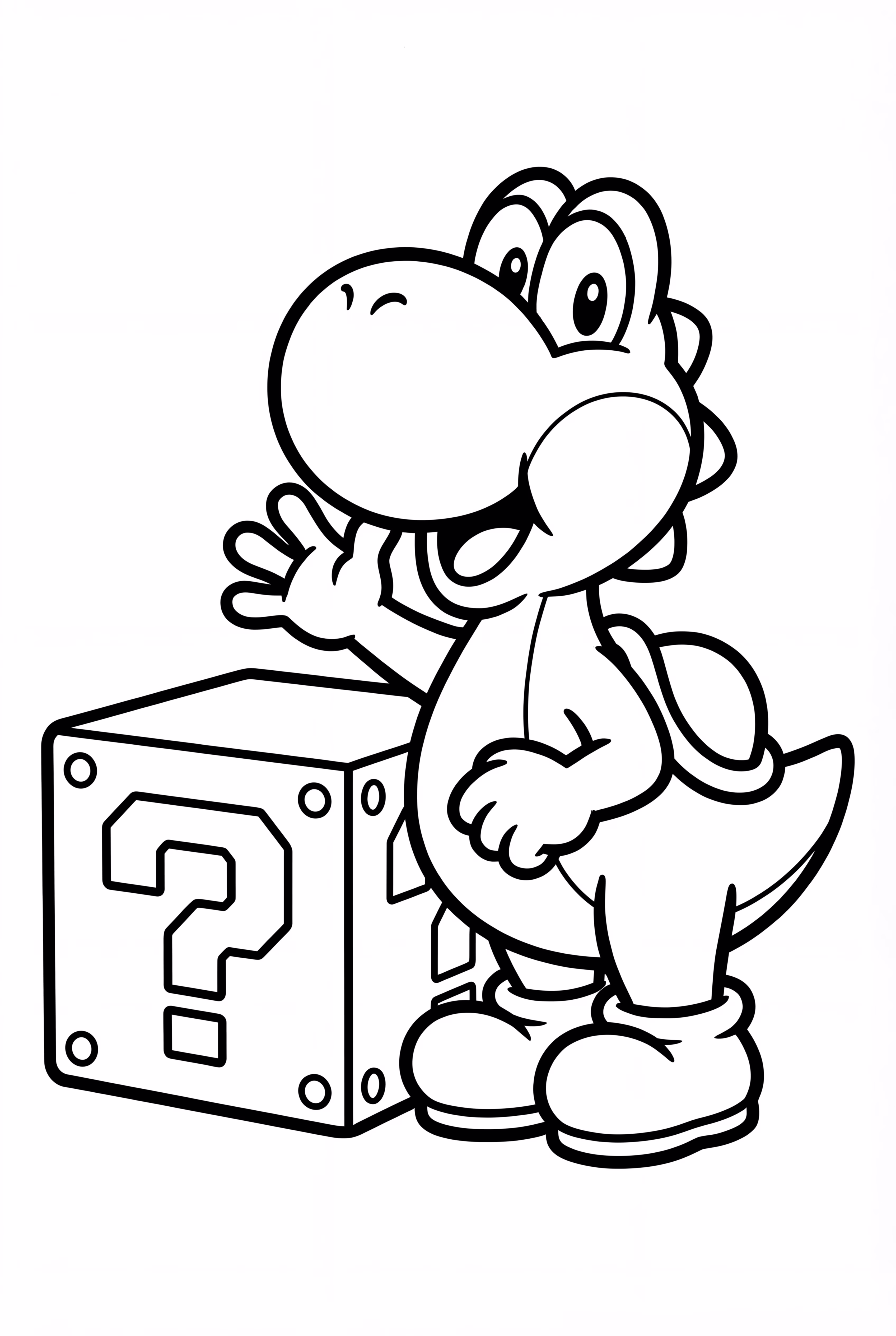 요시와 질문 블록 옆에 서 있는 그림