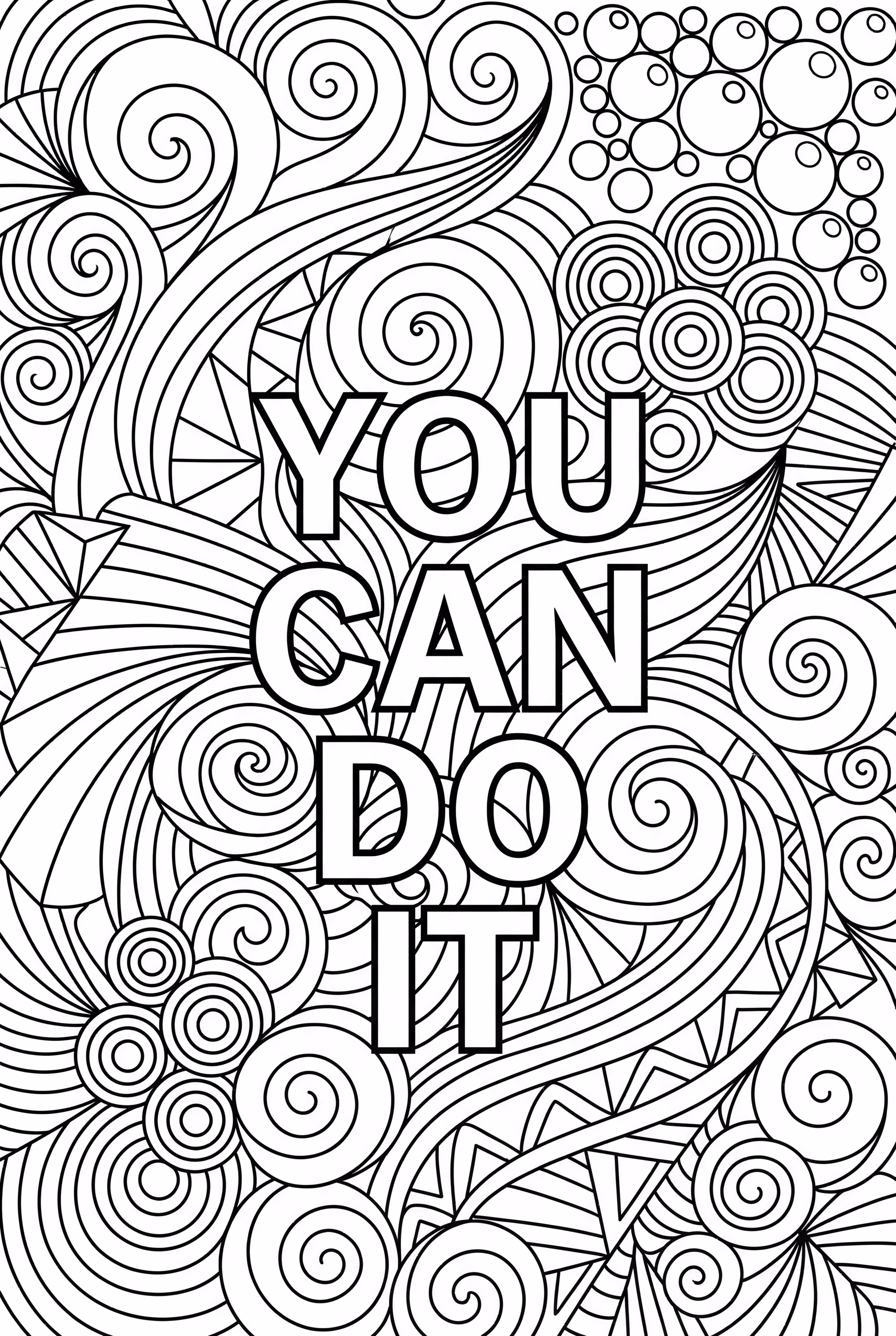 藏有励志名言的禅绕画图案