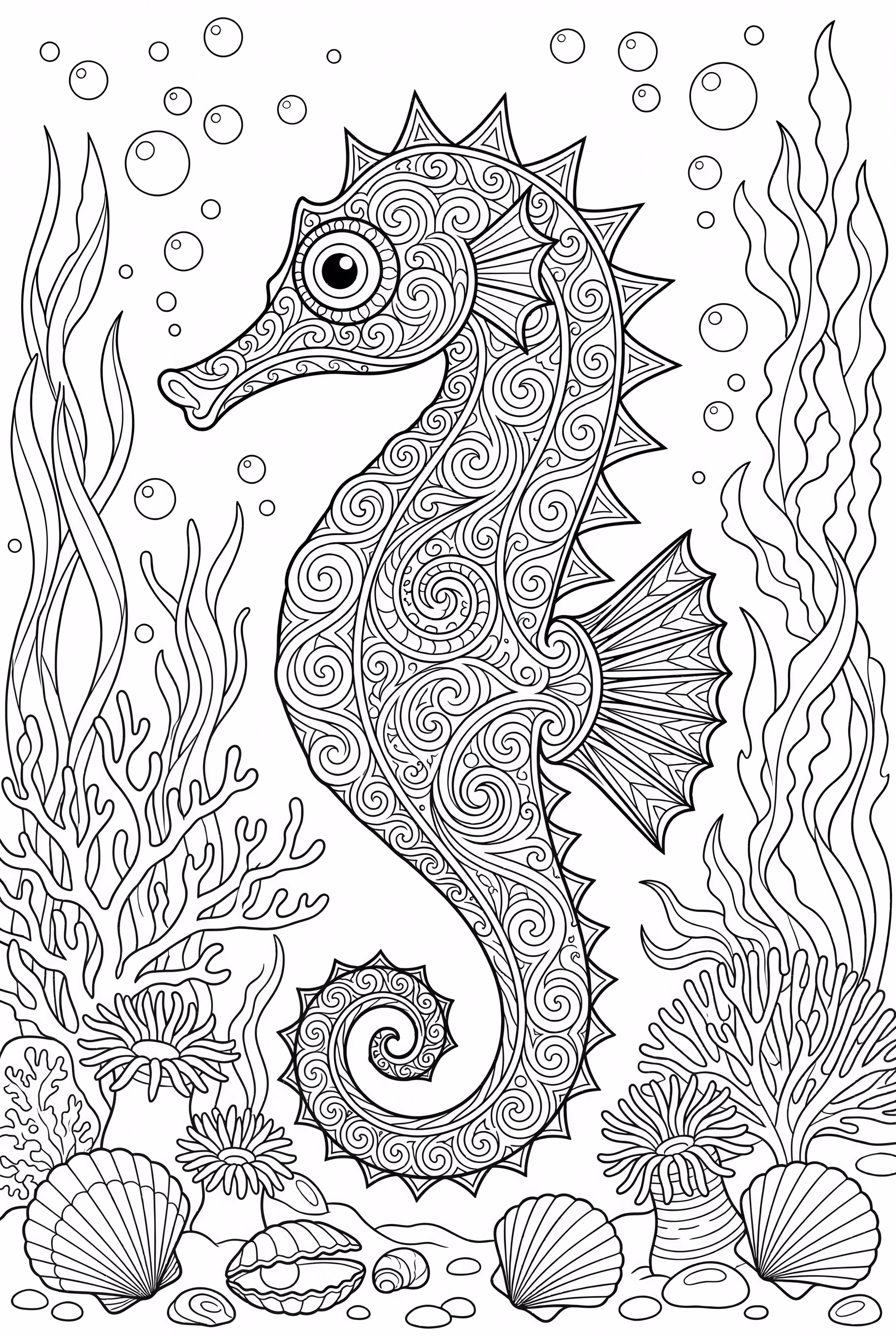 Zentangle Style Seahorse Art