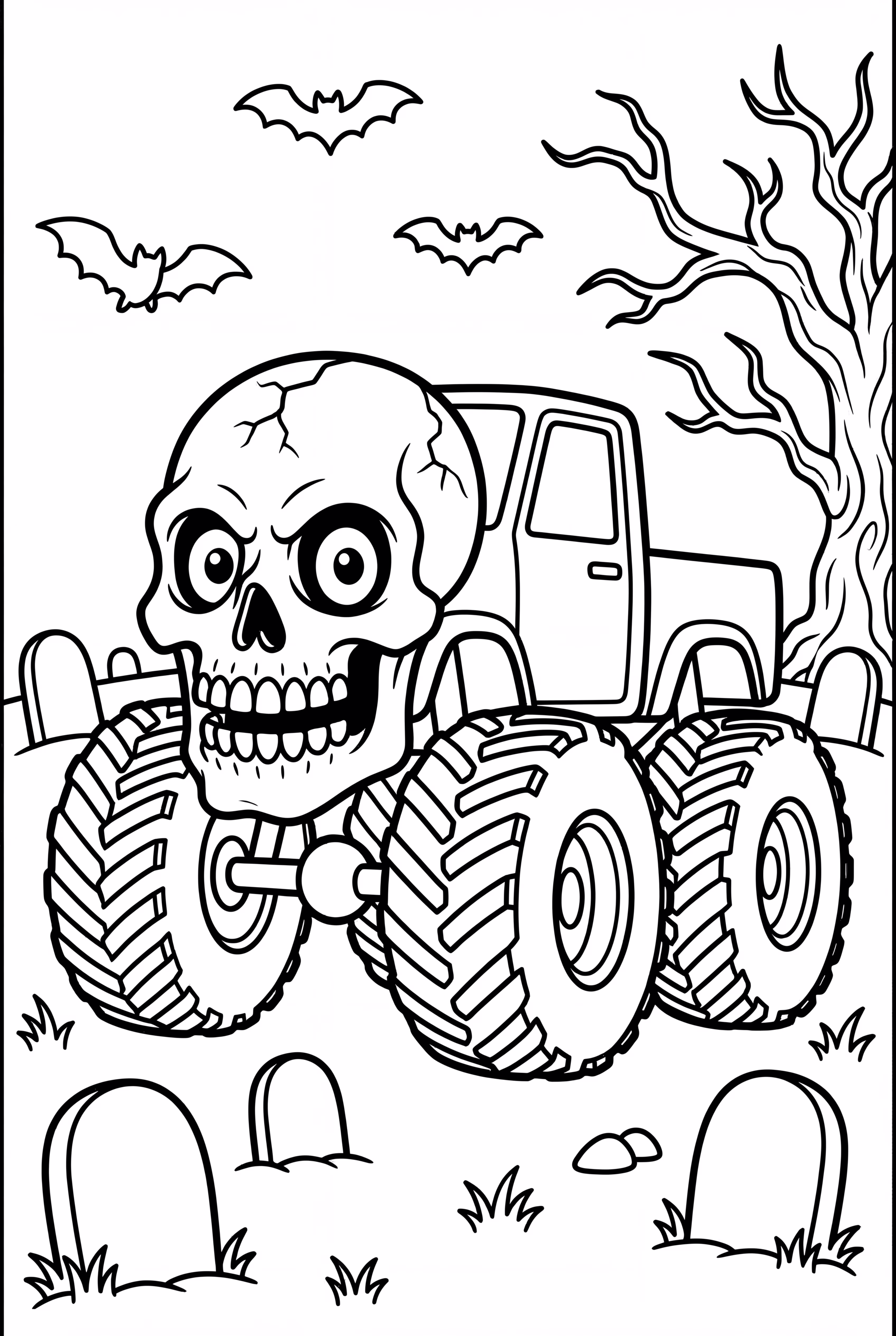 Zombie Monster Truck In A Spooky Graveyard